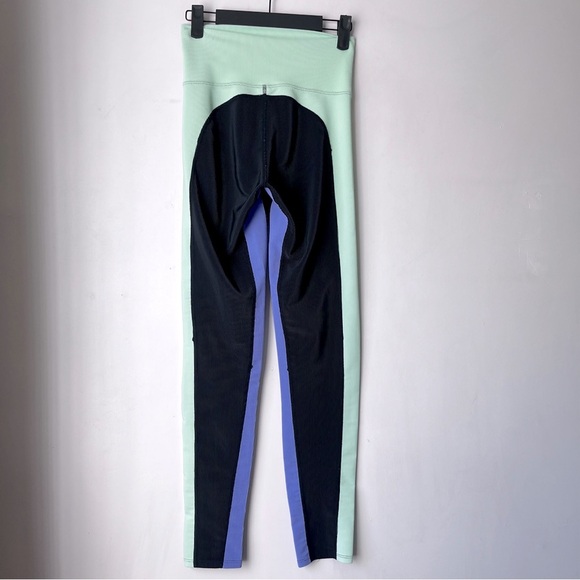 Beach Riot Black Blue Mint Colorblock Stripe Ribbed Leggings S - Picture 8 of 8